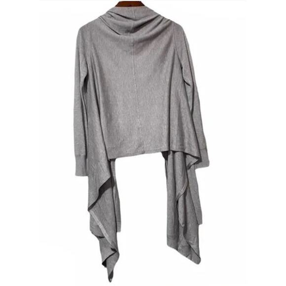 Donna Karan New York Gray Silk Blend High Low Waterfall Cardigan Women Sz XS/S - Picture 4 of 10
